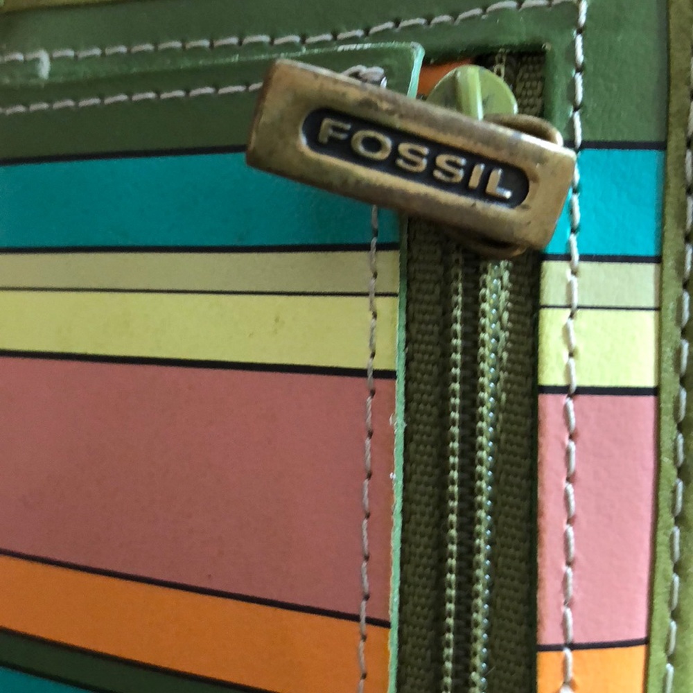 Fossil vintage stripes leather wallet Pastel Stripes HIPSTER! - Picture 5 of 6